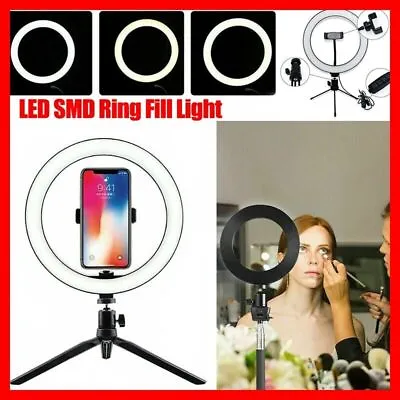$12.80 • Buy 8  LED Ring Light With Tripod Stand & Phone Holder Dimmable Desk Makeup Kit UsAU