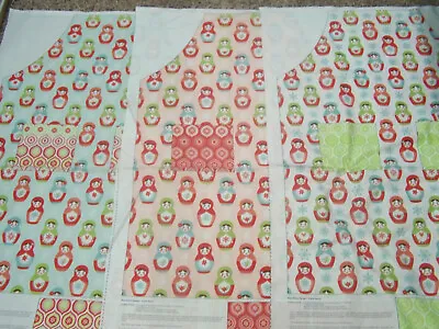 Riley Blake Merry Matryoshka Christmas Nesting Doll Diy Apron Panel Aqua Pink Wh • $8