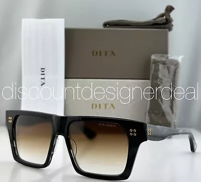 DITA VENZYN Square Sunglasses DTS720-A-01 Black Swirl Frame Brown Gradient Lens • $489.99