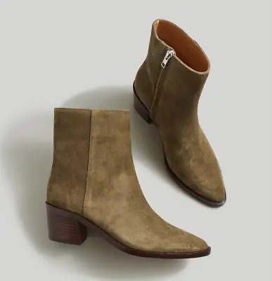 MADEWELL Size 9.5 The Darcy Ankle Boot In Burnt Olive Suede • $89.96