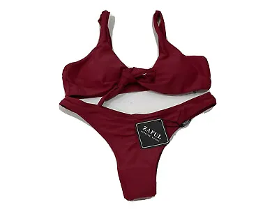 Zaful Forever Young Size 4 Red Swim Bathing Suit Bikini 2 Pieces Tie Front  • $14.25