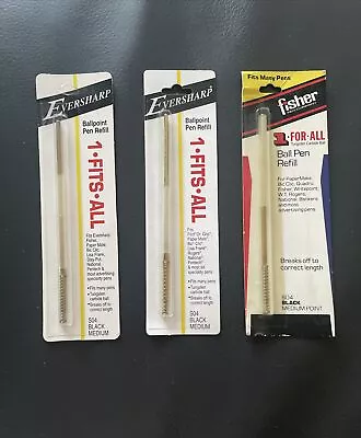 VTG 2 Eversharp & 1 Fisher Ball Pen Refills Black Medium Fits All Ink S04 NOS • $18.99