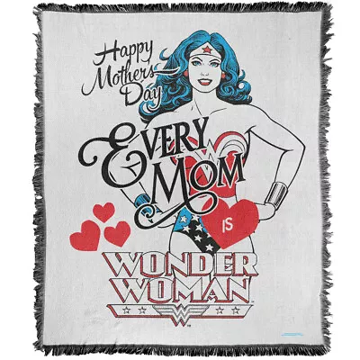 Justice League Blanket 50 X60  Every Mom Is WW Woven Cotton Blend Throw • $47.99