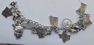 Vintage Loaded Sterling 925 Chain Link Charm Bracelet 20 Charms Travel & More • $99.99