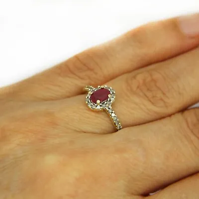 9ct Gold Ruby Diamond Ring Size 5 1/4 - K • £225