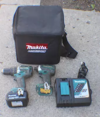 Makita 2pc 18V BRUSHLESS Combo XPH12 Drill XDT13 Impact 4AH Battery Charger • $61