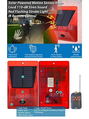 Outdoor Motion Sensor Alarm With Siren Warning Light And Remote Controlled • $19.50