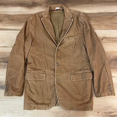 J Crew Blazer Mens Medium Corduroy Brown 3 Button Coat Cotton Sport Jacket • $39.99