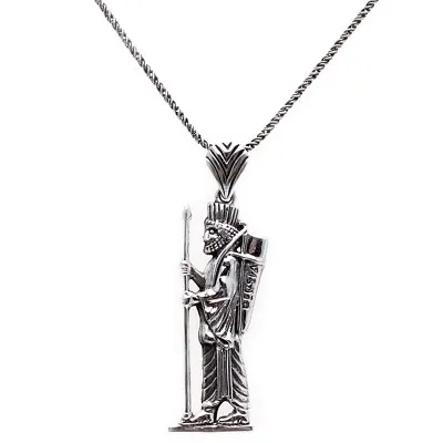 925 Sterling Silver Persian Soldier Necklace Chain Persia Army Farvahar Farsi  • $42.80