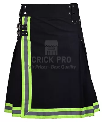 Black Green Fireman Kilt - Fire Department Kilt - Handmade Tactical Utility Kilt • $41.99