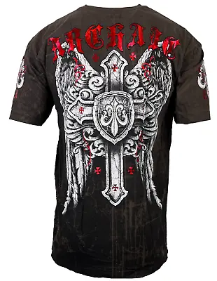 Archaic Affliction Men's T-Shirt PHENOMENON Biker Tattoo Cross • $20.95