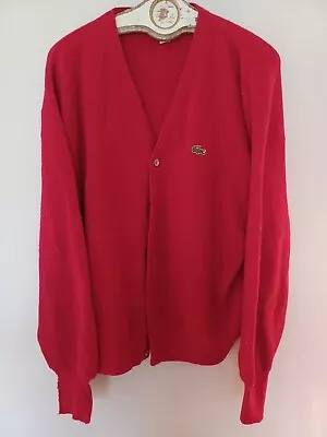 Izod Lacoste Sweater Men's XL Red Cardigan Orlon Preppy Vintage 80's USA Made • $15.99