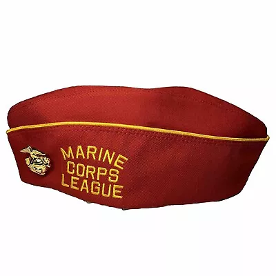 Vintage Marine Corp League Red Dress Uniform Hat/Pin Size 7 1/2 Life Commandant • $49.94