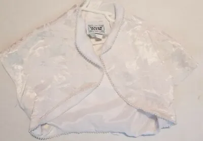 $14 • Buy Girls Size 8 Sugar Plum White Jacket Cover Up Bolero Vtg Faux Pearls Trim Floral