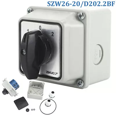 20A 3 Position 2 Phase Universal Rotary Changeover Cam Switch SZW26-20/D202.2BF • £12.27