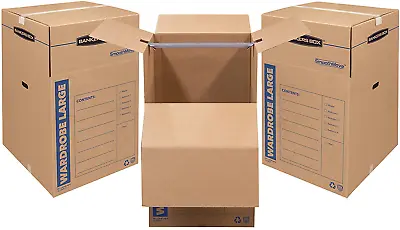 Bankers Box SmoothMove Wardrobe Moving Boxes Tall 24 X 24 X 40 Inches 3 Pack • $93.86
