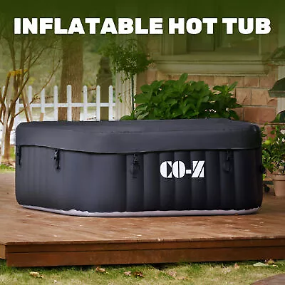 Inflatable Hot Tub 5x5ft Indoor Outdoor Spa W 120 Jets Heater Cover Pump Black • $385.34