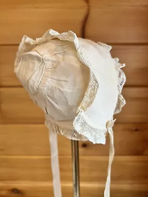 Antique Silk And Lace Doll Hat Bonnet For French German Dolls • $19.99