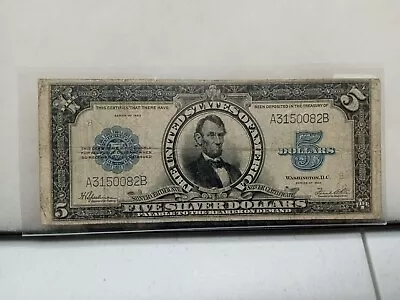1923 FIVE DOLLAR SILVER CERTIFICATE UNITED STATES BANK NOTE! Rare!!! Fine A • $899