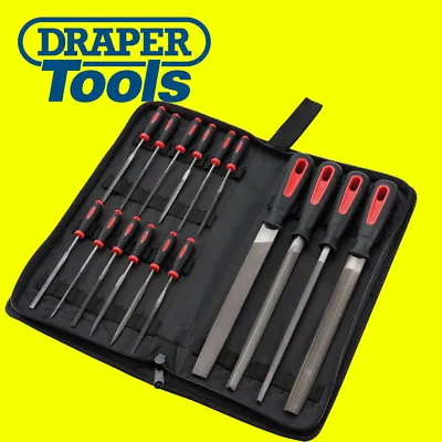 Draper Engineers Hand/Needle File Tool Set With Black Canvas Carrying Case 16 Pc • £20.89