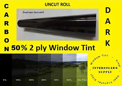 $7.99 • Buy 50 % Uncut 20 X 5 Feet Window Tint Film 2 Ply 10 Yrs Warranty Intersolar® USA Ok