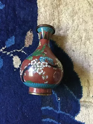 Vintage / Antique 6.25  Chinese Cloisonné Floral Vase Marked CHINA ***Read • $15.99