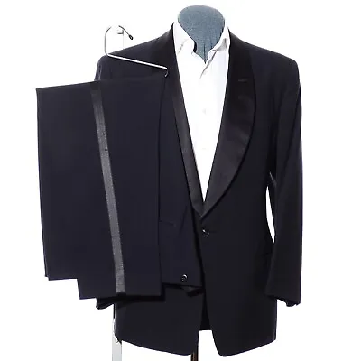 42R Vtg 50s Tony Martin After Six Shawl Collar Black Wool Two-Piece Tuxedo 38x28 • $148