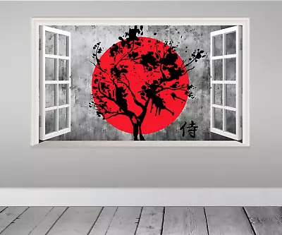 Japan Japanese Flag Cherry Blossom Tree Modern Magic Window Sticker Poster Decal • £18.99