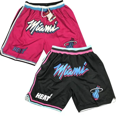 City Edition Miami Heat Swingman Basketball Shorts Stitched Black / Pink- • £26.99