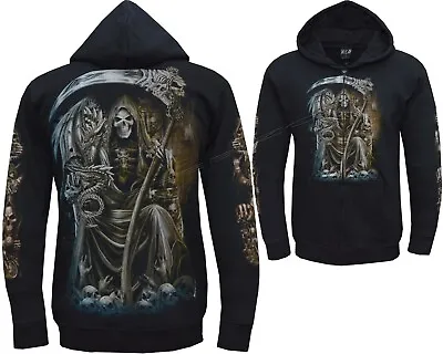 £26.99 • Buy New Grim Reaper Glow In The Dark Dragon Skull Axe Zip Zipped Hoodie Hoody Jacket