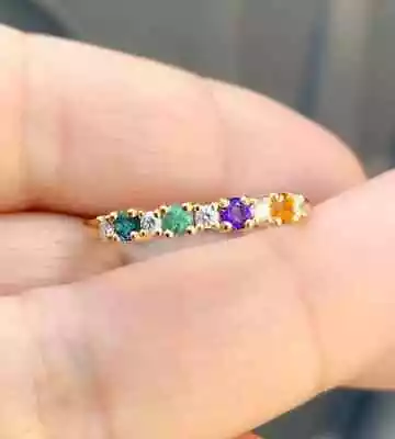 14K Yellow Gold Over 2CT Round Cut Simulated Diamond Engagement Multicolor Ring • $91.16