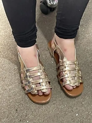 Ladies New Gold Gladiator Caged  Sandals EU Size 38 • £10