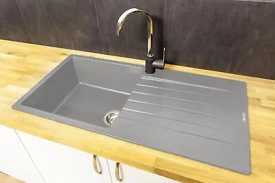 £170.67 • Buy Reginox Harlem10 Kitchen Sink Single Bowl Silver Grey Granite Reversible Inset