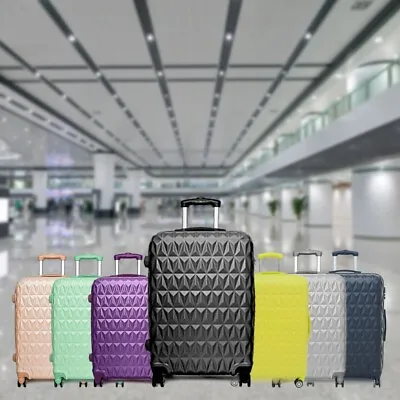 Hard Shell ABS Suitcase 4 Wheel Travel Luggage Trolley Lightweight Case Set Of 3 • £79