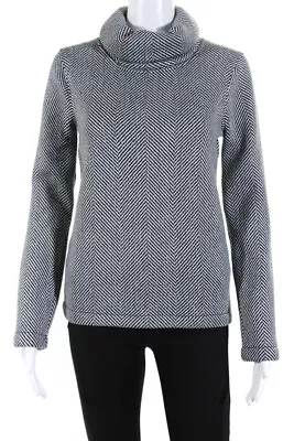 J Crew Womens Fleece Lined Tube Neck Herringbone Sweater White Black Size XS • $34.01