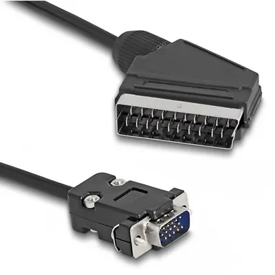 SCART Cable To SVGA VGA 15 PIN HD PLUG Lead 1.5M UK • £5.35