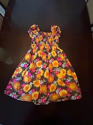 Gymboree Outlet Sunflower Smiles Sunflower Smocked Polin Dress Sz 12 • $34.99