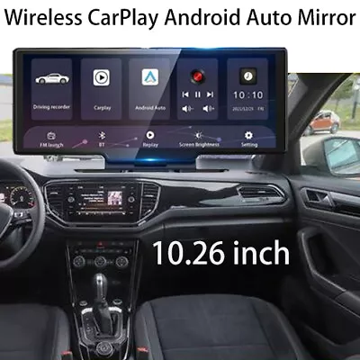 Dash Cam 10.26  4K Wireless CarPlay Android Auto Mirror Link Cast WiFi Bluetooth • $129.99