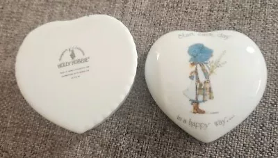 Holly Hobbie Heart Shape Vintage China Trinket Box Start Each Day In A Happy Way • £4.99