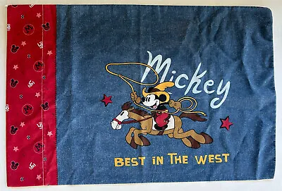 Vintage Disney Mickey Mouse Cowboy Western Pillowcase Lil Buckaroo • $25