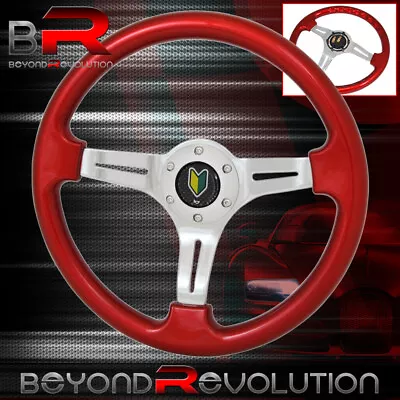 Shoshinoya Steering Wheel Red Classic Chrome Streak Center 6 Bolt Hole 350mm • $55.99