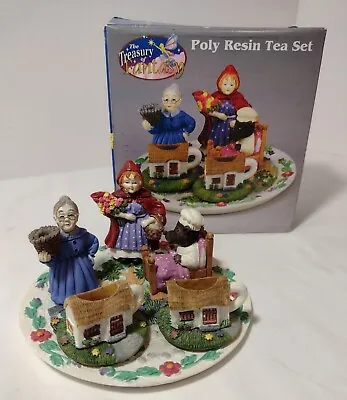 Vintage Tea Set Little Red Riding Hood Miniature Resin Complete Hand Painted  • $9.95