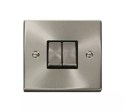 £9.99 • Buy Click Deco Victorian 2 Gang 2 Way Switch Chrome With Black Insert