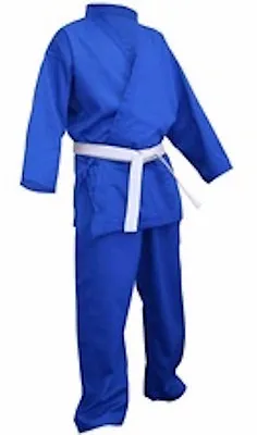 KARATE SUIT -- BLUE -- FREE BELT  All Sizes  --Less Than Half Price-- • £10.95