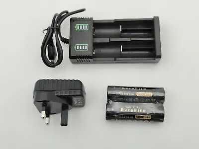 2 X 3.7V Li-Ion Rechargeable Batteries Button Top+2 Ports Charger+USB Charger  • £18.90