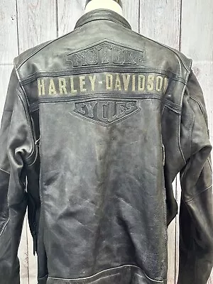 Harley Davidson Men's 3XL Tall Passing Link Triple Vent Leather Jacket!! • $279.99