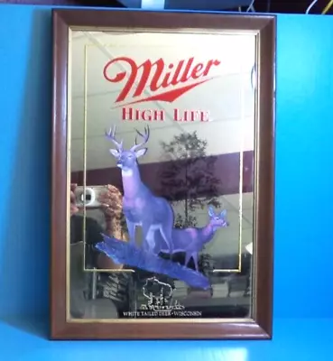 Vintage Miller High Life White Tailed Deer Wisconsin Beer Mirror #38280 • $88.66