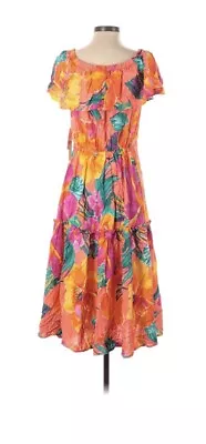 La Blanca Off-The-Shoulder Cover-Up Dress Swimwear Floral  Multi Xs NEW Isla • $19