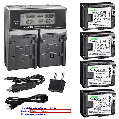 Kastar Battery Dual Fast Charger For Canon BP-808 & & Canon HF G10 HF G20 Camera • $60.99