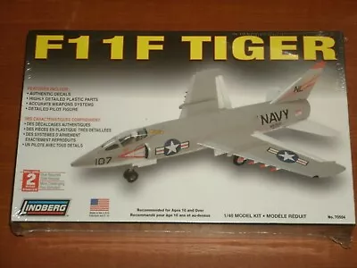 Lindberg Plastic Model Kit:  F11F-1 TIGER 1/48 Scale  USA 2006 Authentic Decals • £14.99